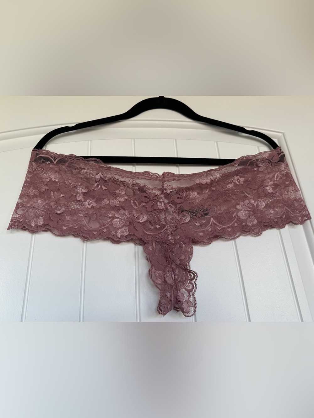Oh La La Cheri Lace Cheeky Thong Panty - Dusty Rose 1x/2x